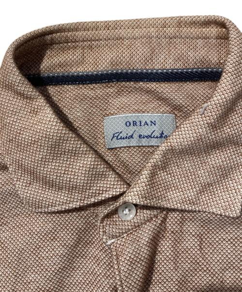 ORIAN（オリアン）ORIAN (オリアン) リネン混コットン ホリゾンタルカラードレスシャツ ブラウン サイズ:SIZE Mの古着・服飾アイテム