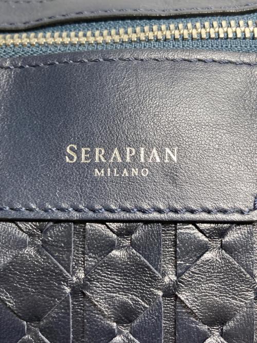 serapian（セラピアン）SERAPIAN (セラピアン) MOSAICO製トラベルバッグボストン2way ネイビーの古着・服飾アイテム