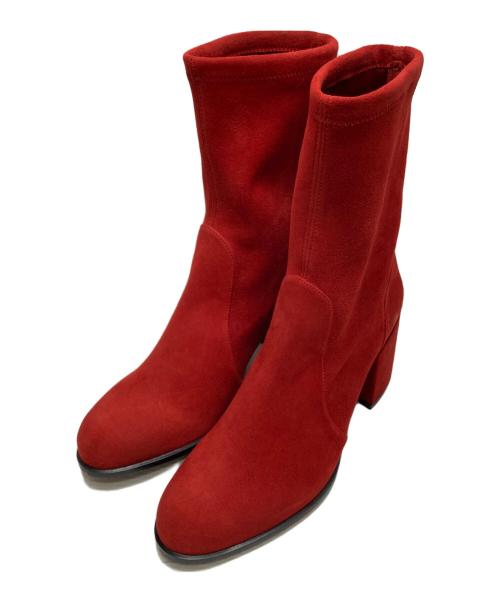 STUART WEITZMAN（スチュアートワイツマン）STUART WEITZMAN (スチュアートワイツマン) ストレッチショートブーツ レッド サイズ:35 1/2の古着・服飾アイテム