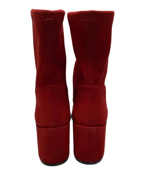 STUART WEITZMAN（スチュアートワイツマン）STUART WEITZMAN (スチュアートワイツマン) ストレッチショートブーツ レッド サイズ:35 1/2の古着・服飾アイテム