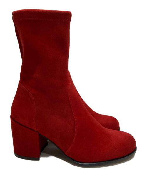 STUART WEITZMAN（スチュアートワイツマン）STUART WEITZMAN (スチュアートワイツマン) ストレッチショートブーツ レッド サイズ:35 1/2の古着・服飾アイテム