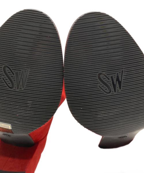 STUART WEITZMAN（スチュアートワイツマン）STUART WEITZMAN (スチュアートワイツマン) ストレッチショートブーツ レッド サイズ:35 1/2の古着・服飾アイテム