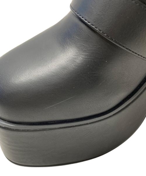 MURUA（ムルーア）MURUA (ムルーア) ベルテッドフェイクレザーロングブーツ ブラック サイズ:23.5㎝の古着・服飾アイテム