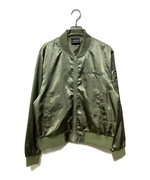 Ed Hardy（エド ハーディー）Ed Hardy (エド ハーディー) スカル刺繍MA-1ジャケット カーキ サイズ:Mの古着・服飾アイテム