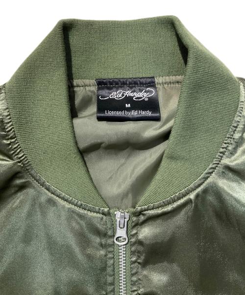 Ed Hardy（エド ハーディー）Ed Hardy (エド ハーディー) スカル刺繍MA-1ジャケット カーキ サイズ:Mの古着・服飾アイテム