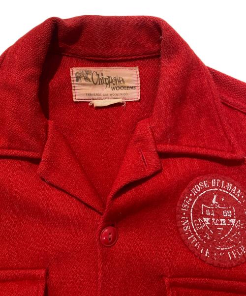 chippewa woolens（チペワ・ウーレンズ）chippewa woolens (チペワ・ウーレンズ) ワッペンシャツ レッド サイズ:表記無しの古着・服飾アイテム
