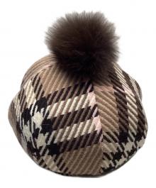 BURBERRY BLUE LABEL（バーバリー ブルー レーベル）の古着「ポンポンチェックベレー帽」｜ブラウン
