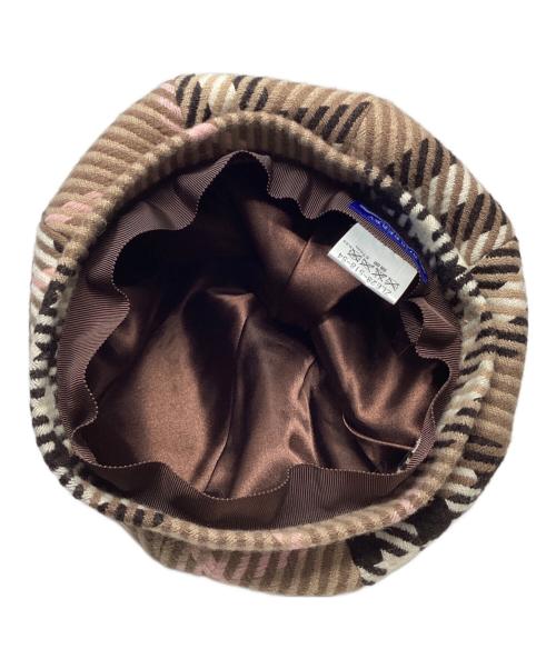 BURBERRY BLUE LABEL（バーバリー ブルー レーベル）BURBERRY BLUE LABEL (バーバリー ブルー レーベル) ポンポンチェックベレー帽 ブラウンの古着・服飾アイテム