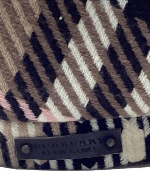 BURBERRY BLUE LABEL（バーバリー ブルー レーベル）BURBERRY BLUE LABEL (バーバリー ブルー レーベル) ポンポンチェックベレー帽 ブラウンの古着・服飾アイテム