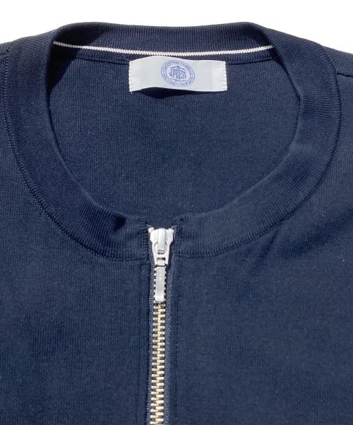J.PRESS（ジェイプレス）J.PRESS (ジェイプレス) INTERLOCK ニット ブルゾン ネイビー サイズ:Lの古着・服飾アイテム