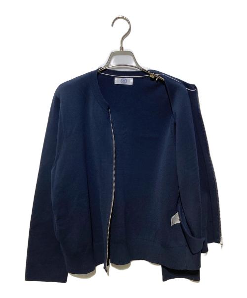 J.PRESS（ジェイプレス）J.PRESS (ジェイプレス) INTERLOCK ニット ブルゾン ネイビー サイズ:Lの古着・服飾アイテム