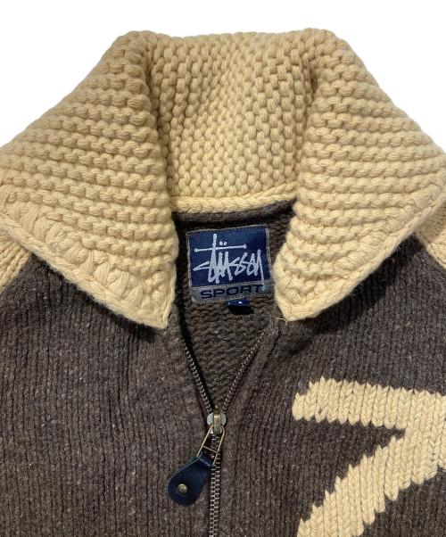 stussy sports（ステューシー スポーツ）stussy sports (ステューシー スポーツ) カウチンニットカーディガン ブラウン サイズ:Mの古着・服飾アイテム