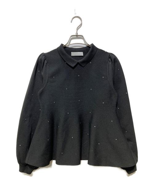 CELFORD（セルフォード）CELFORD (セルフォード) フィットビジューニットプルオーバー ブラック サイズ:SIZE36の古着・服飾アイテム