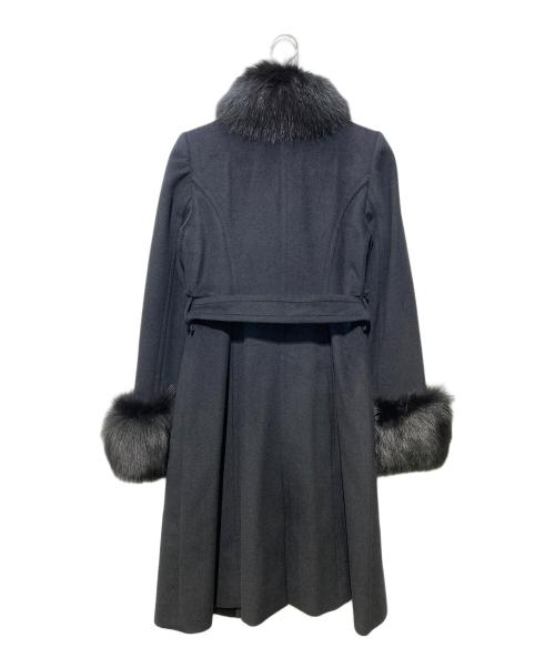 BURBERRY BLACK LABEL（バーバリーブラックレーベル）BURBERRY BLACK LABEL (バーバリーブラックレーベル) ファー付スタンドカラーアンゴラ混コート ブラック サイズ:Ⅿの古着・服飾アイテム