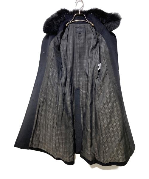 BURBERRY BLACK LABEL（バーバリーブラックレーベル）BURBERRY BLACK LABEL (バーバリーブラックレーベル) ファー付スタンドカラーアンゴラ混コート ブラック サイズ:Ⅿの古着・服飾アイテム