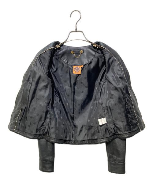 TORY BURCH（トリーバーチ）TORY BURCH (トリーバーチ) シープスキンレザージャケット ブラック サイズ:2の古着・服飾アイテム