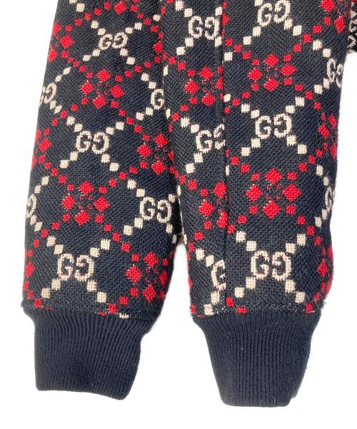 GUCCI（グッチ）GUCCI (グッチ) Macro GG Diamond Wool Jacket ブラック×レッド サイズ:44の古着・服飾アイテム