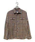 ）の古着「L/S Buckshot Shirt」｜オレンジ×ネイビー