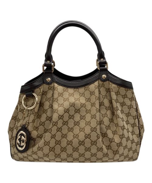 GUCCI（グッチ）GUCCI (グッチ) GGキャンバススーキーハンドバッグ ベージュの古着・服飾アイテム
