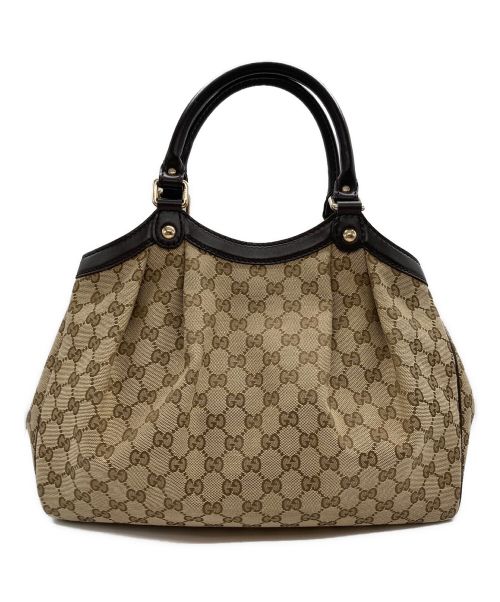 GUCCI（グッチ）GUCCI (グッチ) GGキャンバススーキーハンドバッグ ベージュの古着・服飾アイテム