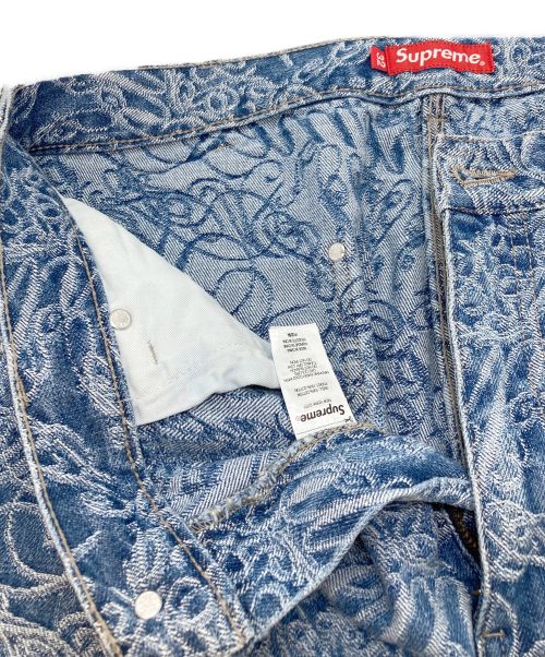 SUPREME（シュプリーム）SUPREME (シュプリーム) Script Jacquard Double Knee Denim インディゴ サイズ:32の古着・服飾アイテム