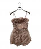 Snidelスナイデル）の古着「チュール刺繍ベアペプラムTOPS」｜ピンク