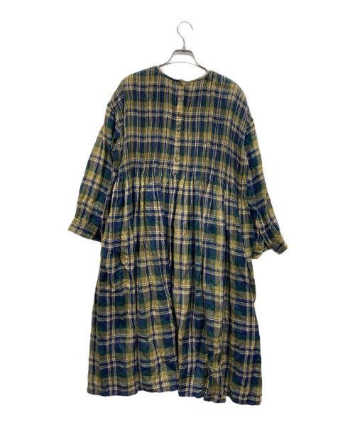 maison de soil（メゾンドソイル）maison de soil (メゾンドソイル) コットンウールチェックピンタックワンピース ネイビー サイズ:1の古着・服飾アイテム