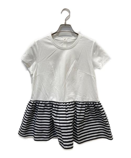 BORDERS at BALCONY（ボーダーズアットバルコニー）BORDERS at BALCONY (ボーダーズアットバルコニー) PEPLUM TEE BLACK ホワイト サイズ:36 未使用品の古着・服飾アイテム