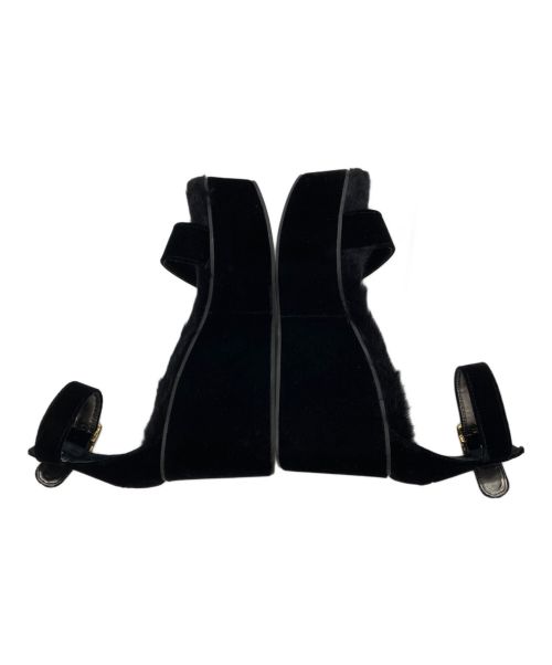 FABIO RUSCONI（ファビオルスコーニ）FABIO RUSCONI (ファビオルスコーニ) ベロアサンダル ブラック サイズ:37の古着・服飾アイテム