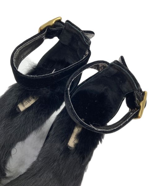 FABIO RUSCONI（ファビオルスコーニ）FABIO RUSCONI (ファビオルスコーニ) ベロアサンダル ブラック サイズ:37の古着・服飾アイテム