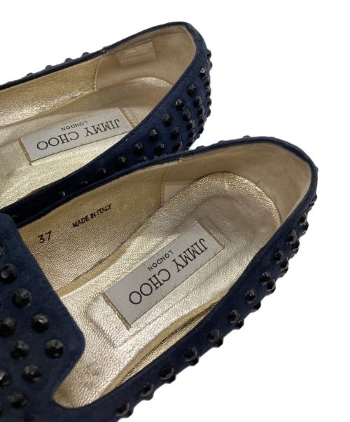 JIMMY CHOO（ジミーチュウ）JIMMY CHOO (ジミーチュウ) スタッズスリッポン ネイビー サイズ:37の古着・服飾アイテム