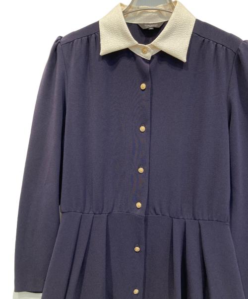 CORCOVADO（コルコバード）CORCOVADO (コルコバード) Hi-twist Double Cloth シャツドレス ネイビー×ホワイト サイズ:38の古着・服飾アイテム