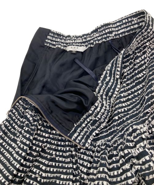 SHE TOKYO（シートーキョー）SHE Tokyo (シートーキョー) マギーフリンジボーダースカート ブラック サイズ:XSの古着・服飾アイテム