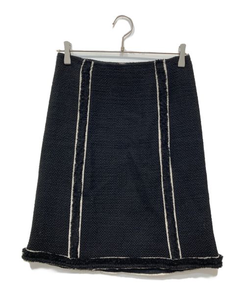 PRADA（プラダ）PRADA (プラダ) ツイードスカート ブラック サイズ:UK40の古着・服飾アイテム