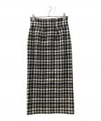 HER LIP TOハーリップトゥ）の古着「Over Check Wool-Blend Skirt」｜ホワイト×ブラック