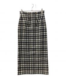 HER LIP TO（ハーリップトゥ）の古着「Over Check Wool-Blend Skirt」｜ホワイト×ブラック