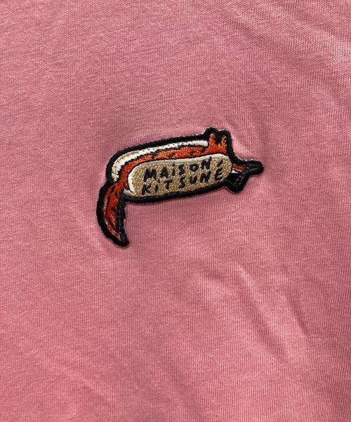 maison kitsune（メゾンキツネ）MAISON KITSUNE (メゾンキツネ) ホットドッグ フォックス クルーネック Tシャツ ピンク サイズ:Ｓの古着・服飾アイテム