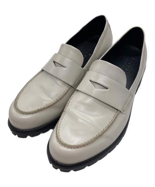 ECCO（エコー）ECCO (エコー) MOC-TOE PENNY LOAFER ホワイト サイズ:24cmの古着・服飾アイテム