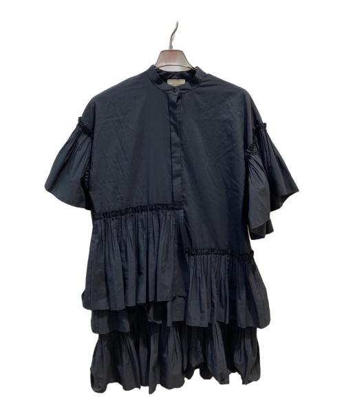 UNITED ARROWS TOKYO（ユナイテッドアローズトウキョウ）UNITED ARROWS TOKYO (ユナイテッドアローズトウキョウ) イレギュラーフリル ワンピース ブラック サイズ:-の古着・服飾アイテム