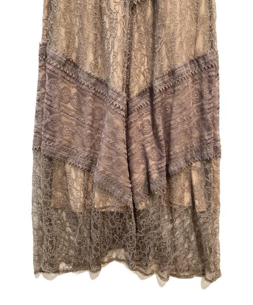 LAGUNA MOON（ラグナムーン）LAGUNA MOON (ラグナムーン) LADYショルダーギャザーレースマキシワンピース ブラウン×ベージュ サイズ:Sの古着・服飾アイテム