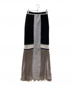 UN3D.アンスリード）の古着「メッシュフリンジニットスカート」｜ブラック