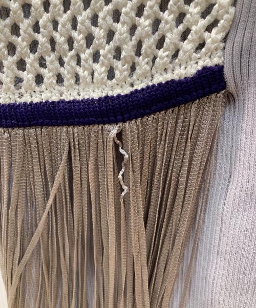 UN3D.（アンスリード）UN3D. (アンスリード) メッシュフリンジニットスカート ブラック サイズ:38の古着・服飾アイテム