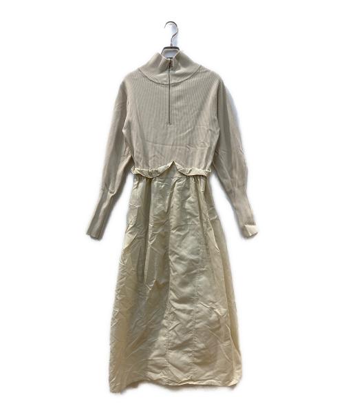 Adam et Rope（アダム エ ロペ）Adam et Rope (アダム エ ロペ) タフタドッキングワンピース ベージュ サイズ:Fの古着・服飾アイテム