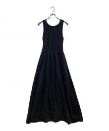 ROPE（ロペ）の古着「ノースリーブリブニットロングワンピース」｜ブラック