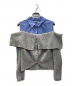 ZARAザラ）の古着「コントラストカットアウトニットセーター」｜グレー