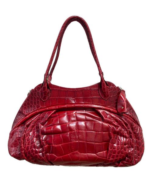 FURLA（フルラ）FURLA (フルラ) クロコ型押しトートバッグ レッドの古着・服飾アイテム