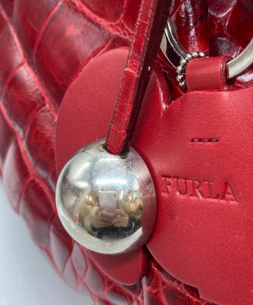 FURLA（フルラ）FURLA (フルラ) クロコ型押しトートバッグ レッドの古着・服飾アイテム