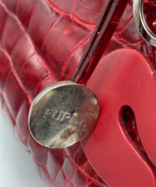 FURLA（フルラ）FURLA (フルラ) クロコ型押しトートバッグ レッドの古着・服飾アイテム