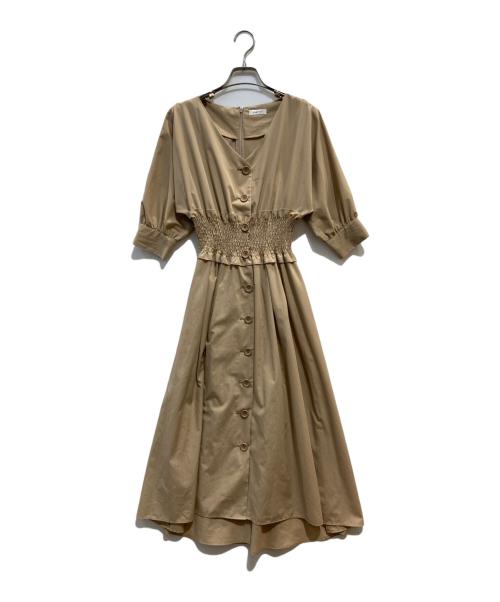 FRAY ID（フレイ アイディー）FRAY ID (フレイ アイディー) ウエストシャーリングフレアーワンピース ベージュ ベージュの古着・服飾アイテム