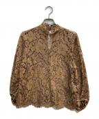 VERMEIL par ienaヴェルメイユ パー イエナ）の古着「ラメリバーレースパフスリーブブラウス」｜ブラウン